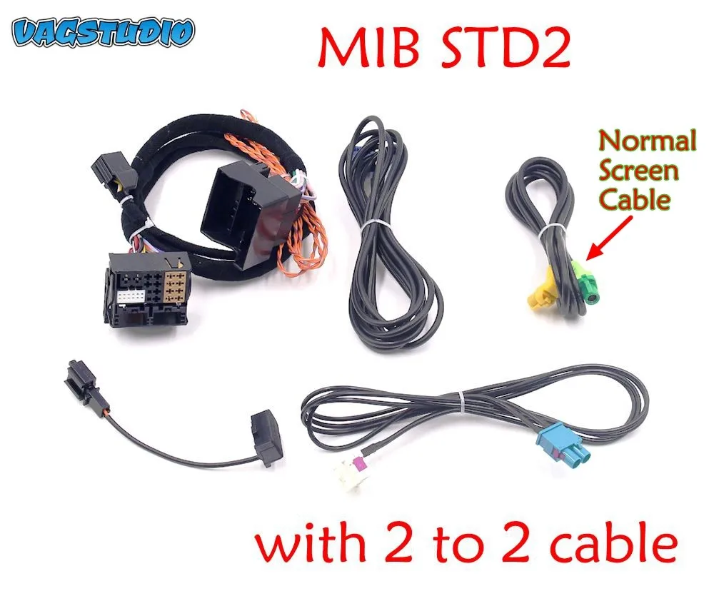 MIB STD2 ZR NAV Discover Pro Radio Adapter Cable Wire Harness With 2 to 2 Cable For Golf 7 MK7 Passat B8 Tiguan MQB CAR