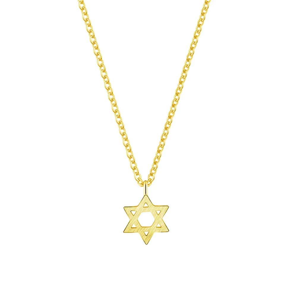 الخماسي المعلقات القلائد للنساء الذهب اللون الفولاذ المقاوم للصدأ سلسلة نجمة داود المختنق قلادة المجوهرات اليهودية Collare