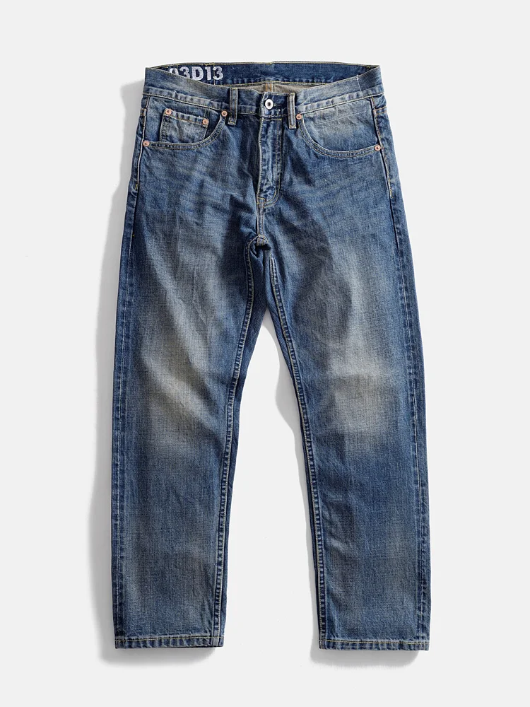 

Мужские джинсы из плотного хлопка в стиле ретро, прямые брюки свободного кроя, повседневные, для работы, длинные