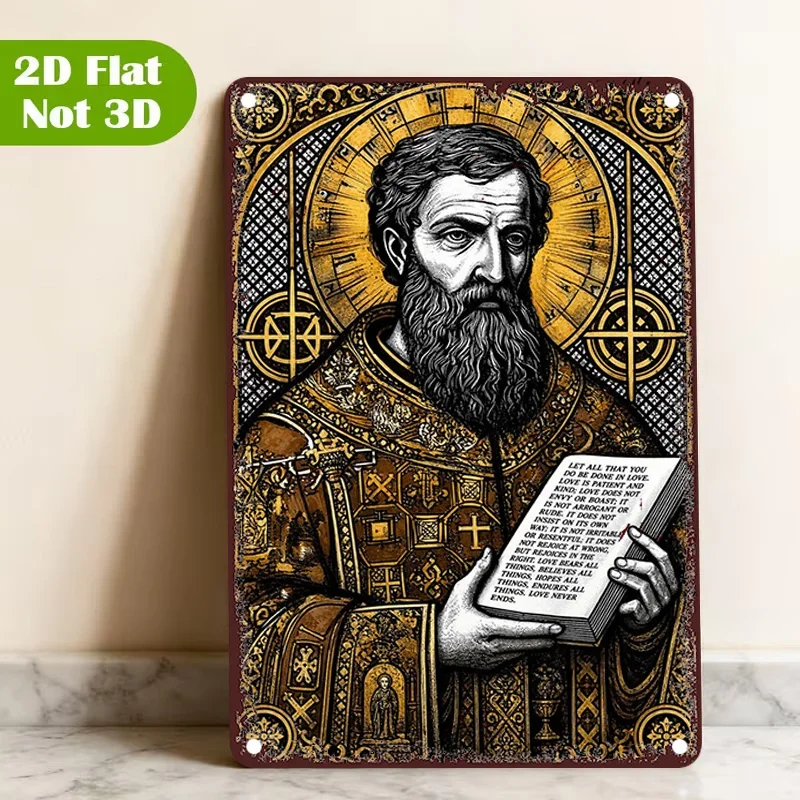 CIFBUY St Gregory Religious Icon Vintage License Plate Aluminum Wall Art Waterproof Durable Metal Decor for Home Living Room