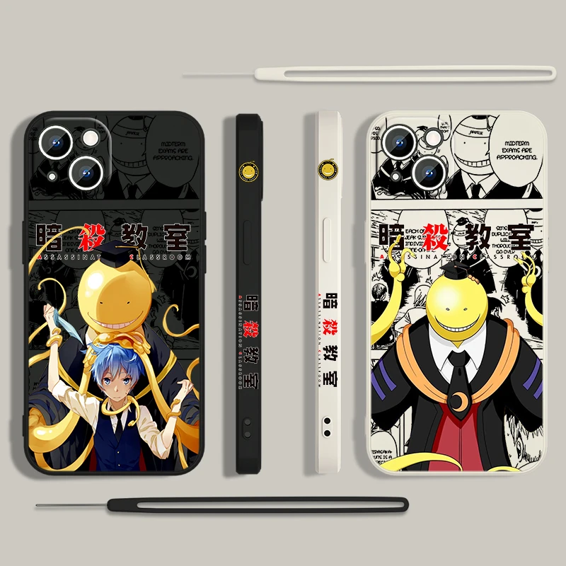 Assassination Classroom Phone Case For Apple iPhone 15 14 13 12 11 Pro Max Plus 8 7 SE Liquid Left Rope Capa Cover