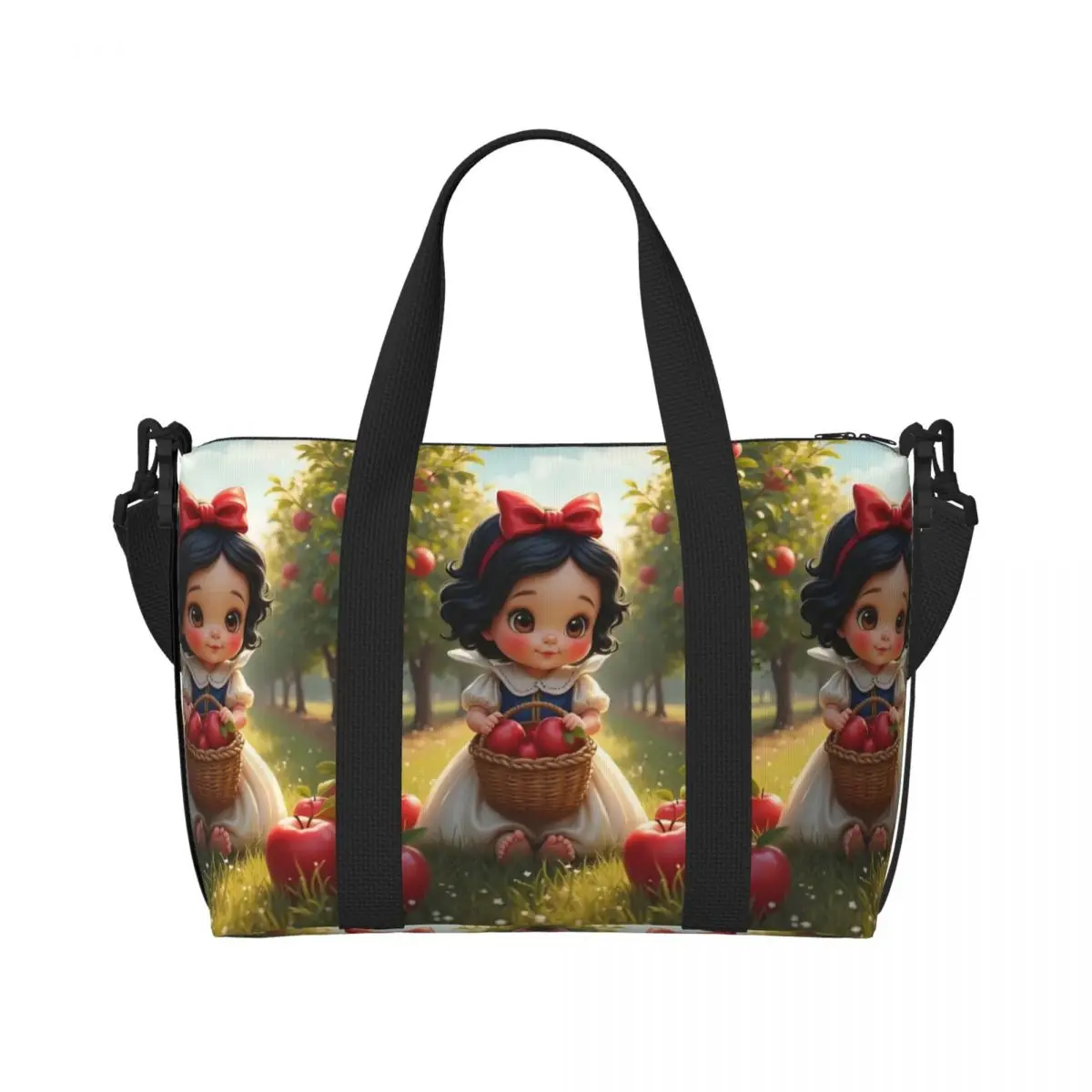 

Custom Snow White And The Seven Dwarfs Tote Bag for Women Big Capacity Fashion Film Gym Beach Travel Bags