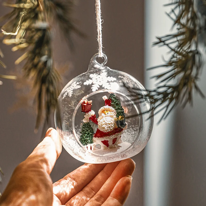 New Christmas Glass Ball Decoration Santa Claus Pendant Festival Arrange Supplies Living Room Bedroom Fashion Home Decor Items