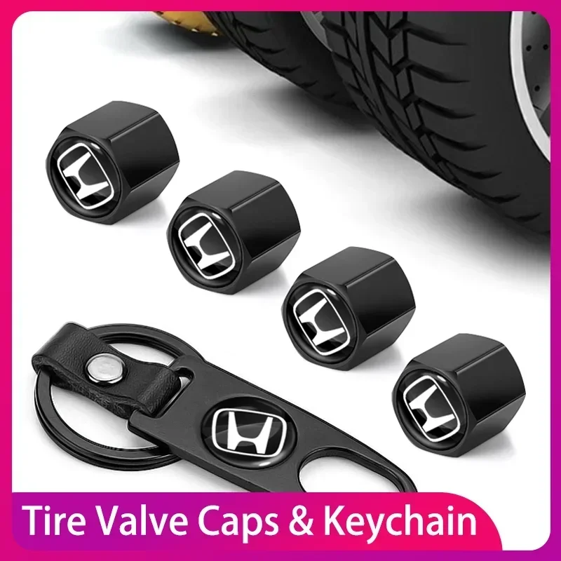 

4Pcs Car Tire Valve Stems Cap Air Stem Covers Keychain Accessories For Toyota Avalon Mirai Avensis Prado Hilux VVT-I 4WD Corolla