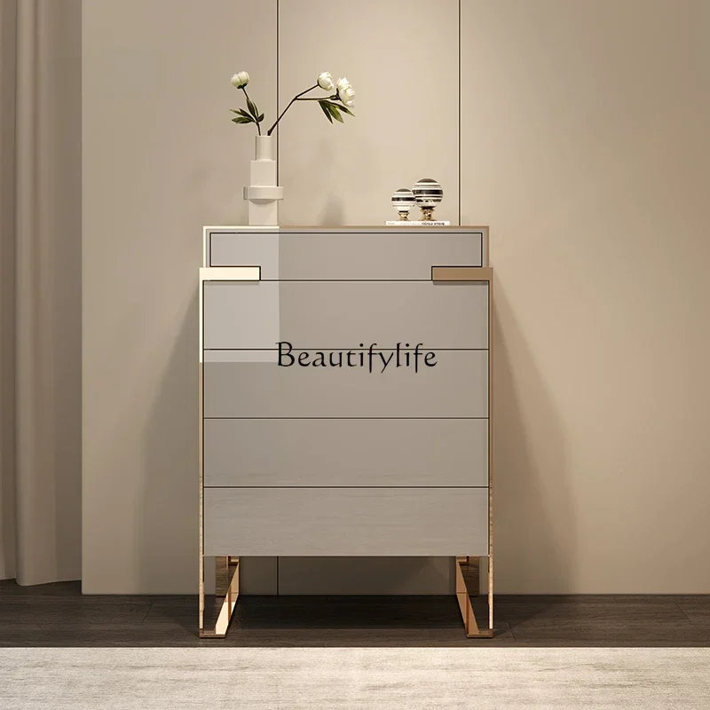

ld25Italian light luxury solid wood locker simple bedroom living room chest of drawers baking paint