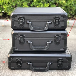 Black Aluminum Toolbox com Esponja Pré-cortada, Mala para Instrumentos e Equipamentos, Caixa de Amostra, Frete Grátis