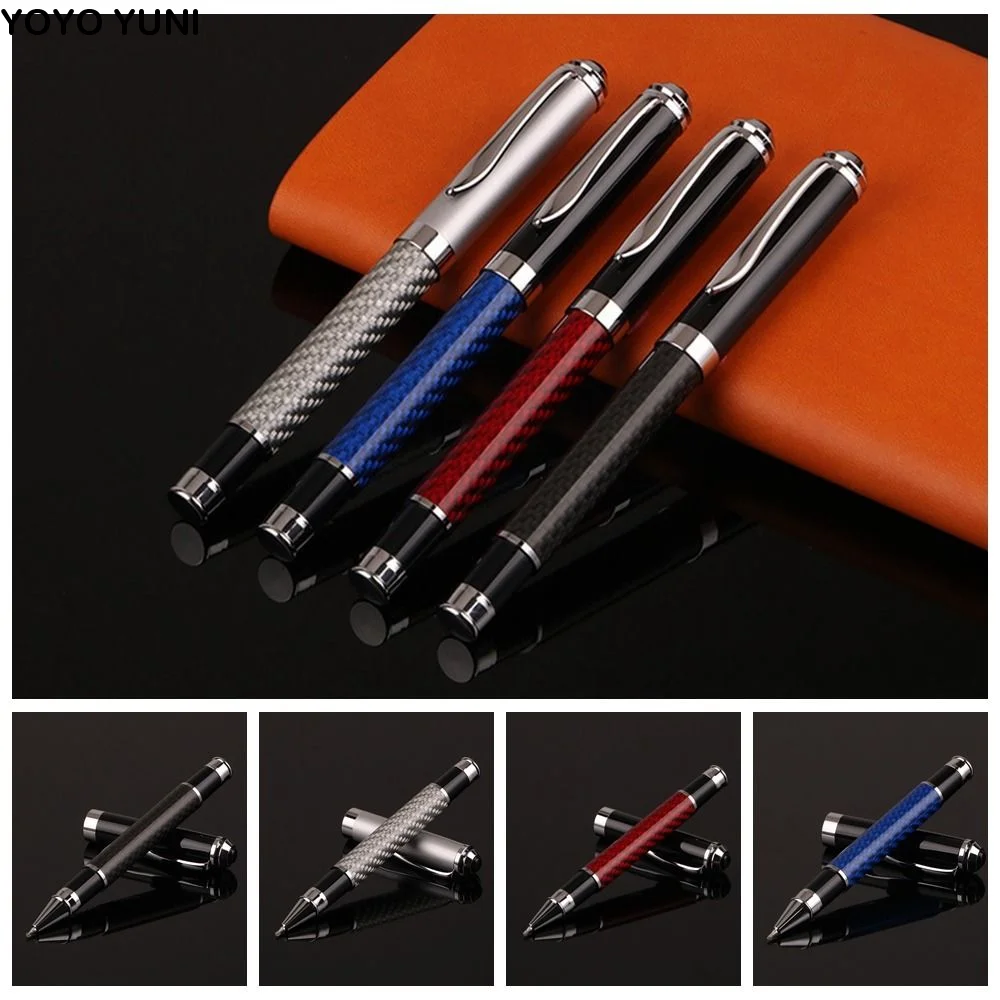 Carbon Fiber Fiber Signature Pen Smooth 0.5mm Metal Signature Pen Golden Black Refill Premium Gel Pens Annual Meeting