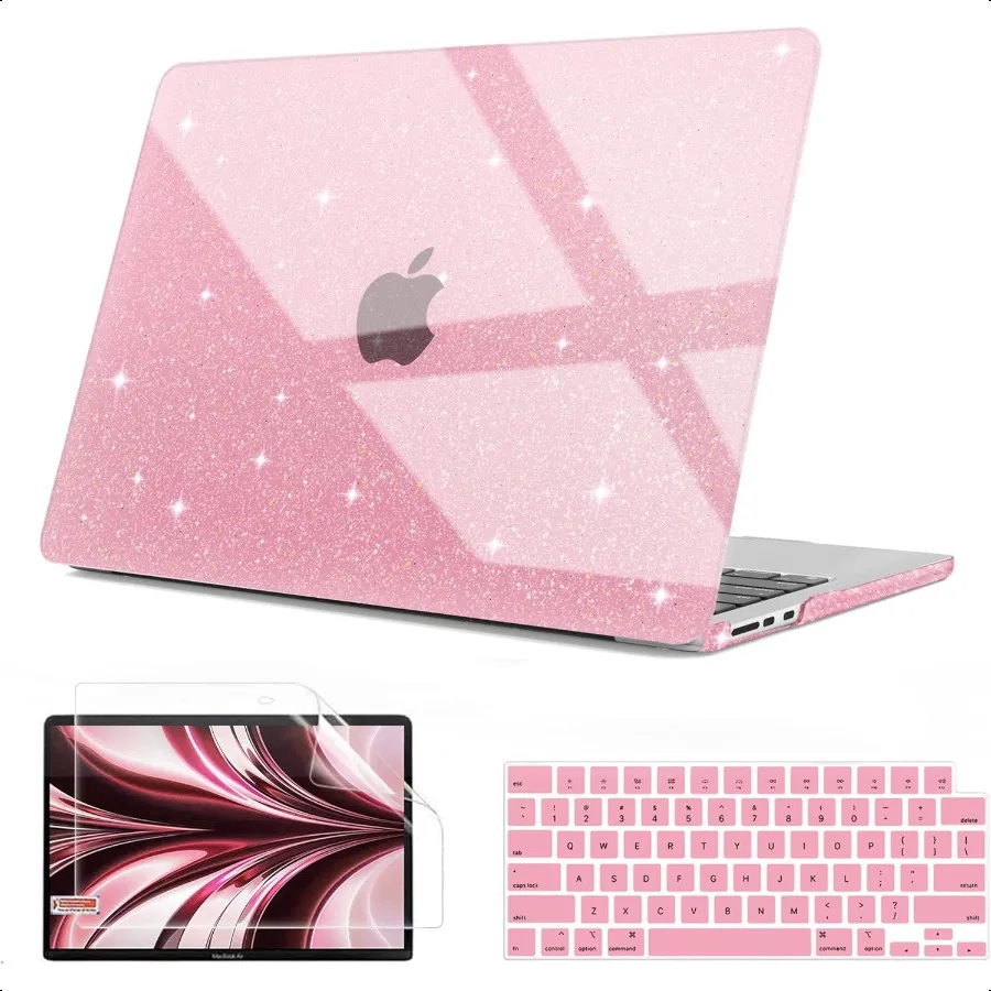 

Compatible with Book Air 13 inch Case 2025 2024 2023 2022 M4 M2 A3240 A3113 A2681 Glitter Plastic Hard Shell for Book Air 13.6