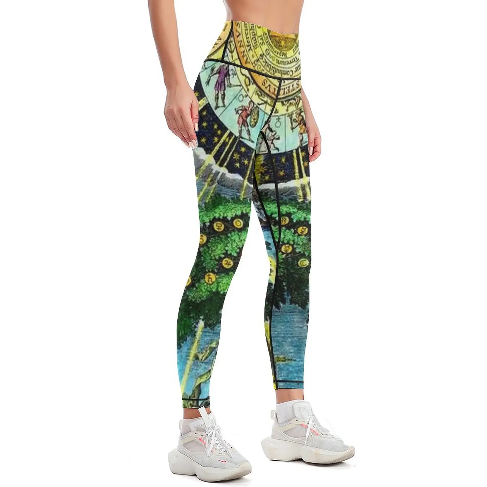 ALCHEMICAL HERMETRIC and MYSTICAL EMBLEMS PRINT Leggings fitness set gym exercise clothing for Womens Leggings