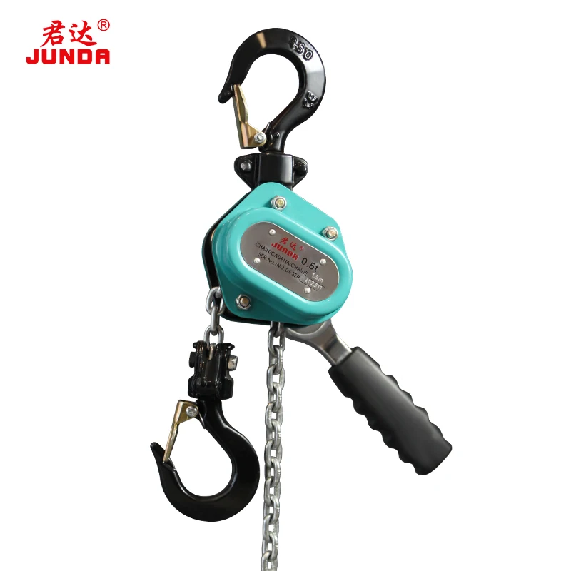 

Junda Mini Lever Hoist Chain Block 250KG 500KG 750KG 1.5m 3m 6m Manual Hoist Hook Chain Handle