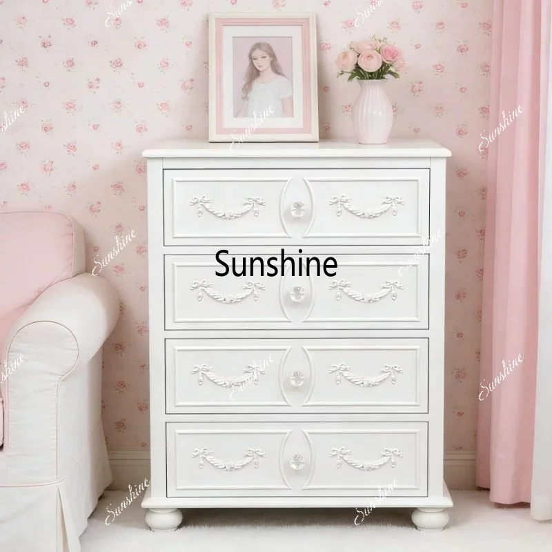 French-style carved four-drawer living room bedroom storage cabinet
