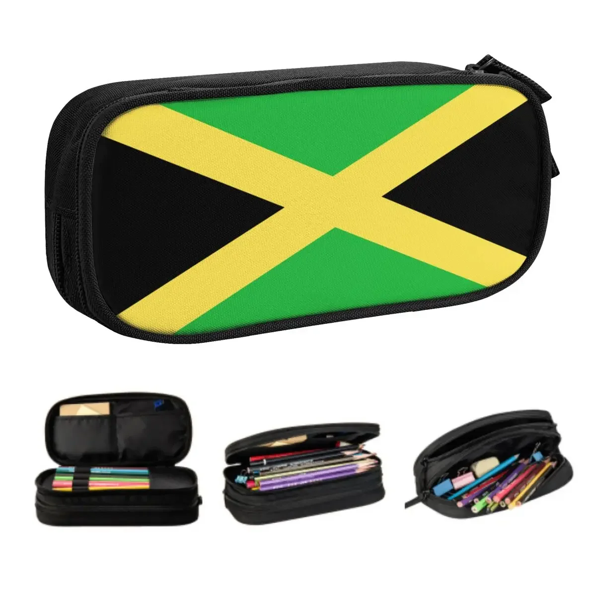 Custom Flag Of Jamaica Cute Pencil Case Girl Boy Large Capacity Jamaican Proud Pencil Box School Supplies
