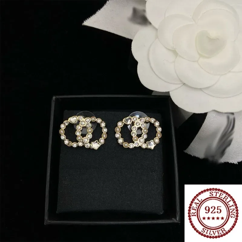 

2025 New Trendy DIY Sterling Silver Star Sparkling Diamond Earrings For Women, Simple And Premium With Diamond Set Earrings