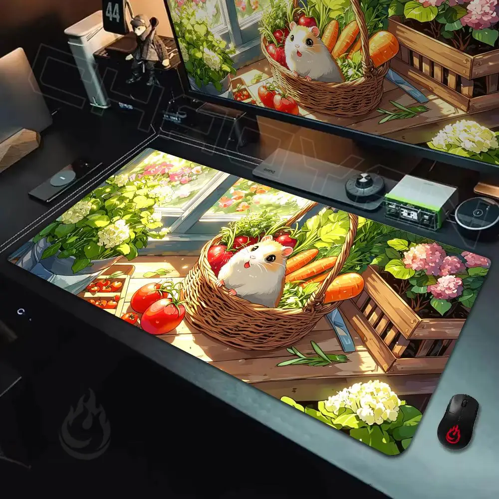 Interesting hamsters and vegetables Mouse Pad Large Computer Office Game Table Mats Rubber Anti-slip XXL Mouse Mat Long Desk Pad