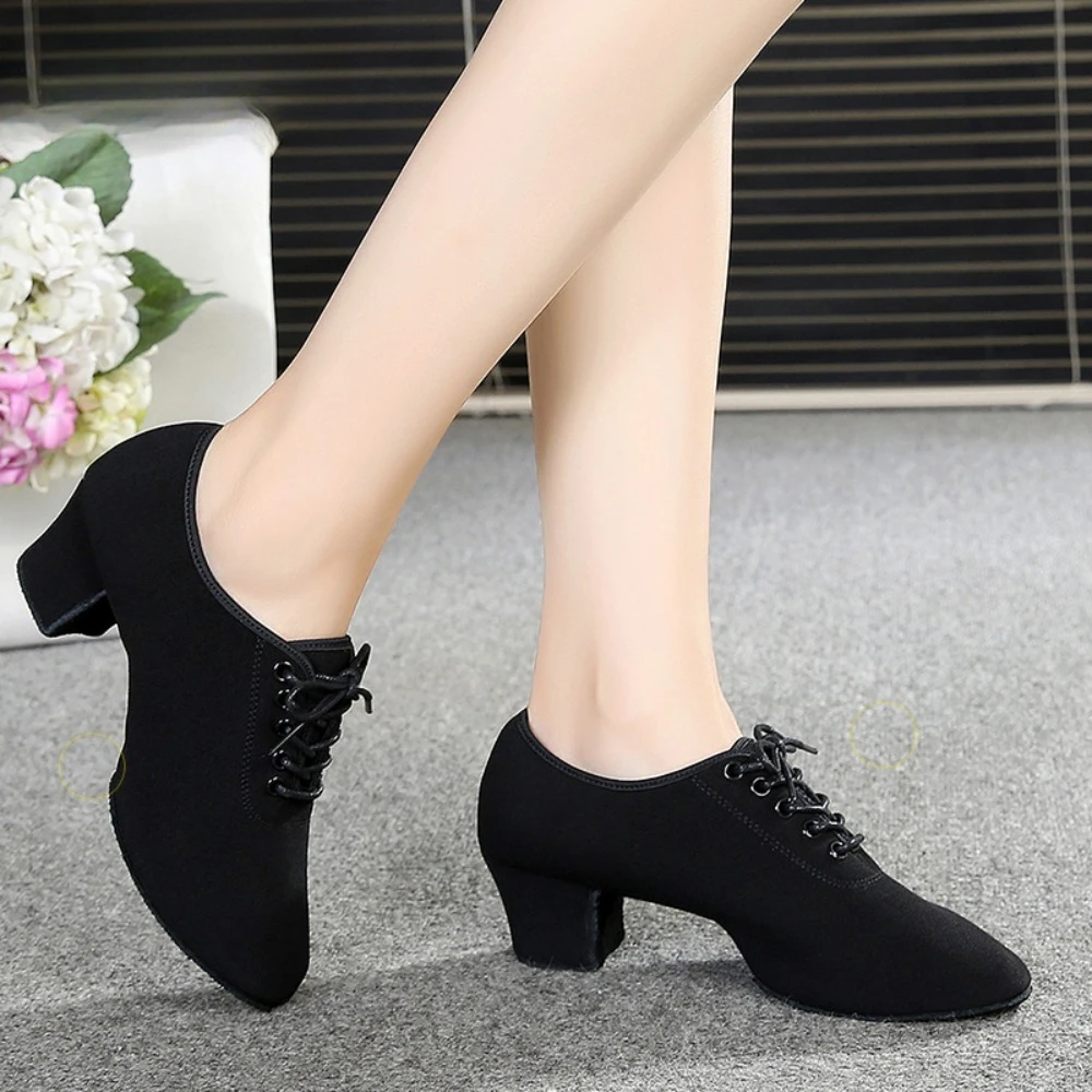 Zapatos de baile latino para mujer, suela suave, tela Oxford, zapatos de baile cuadrados de Jazz de salón modernos
