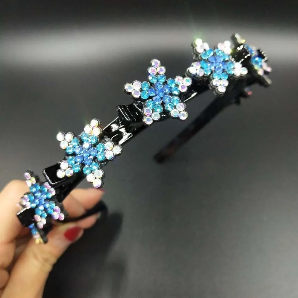 أربطة شعر أنيقة مع مقاطع ندفة الثلج ستار النمط الفرنسي للنساء لؤلؤة الشعر هوب أغطية الرأس أداة نسج الشعر