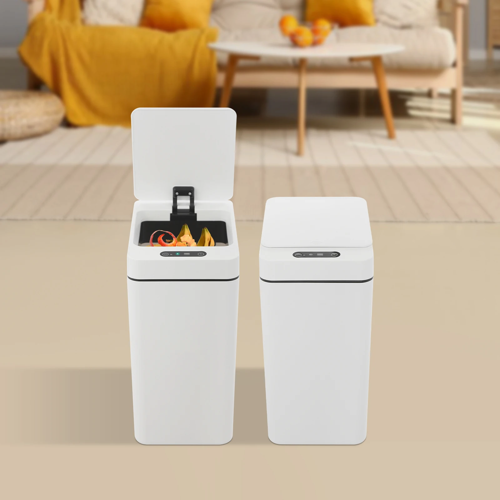 2 Stück Sensor-Mülleimer, 12 l, batteriebetrieben, automatischer Mülleimer mit Infrarot-Induktion, IPX5, für Badezimmer, Küchen
