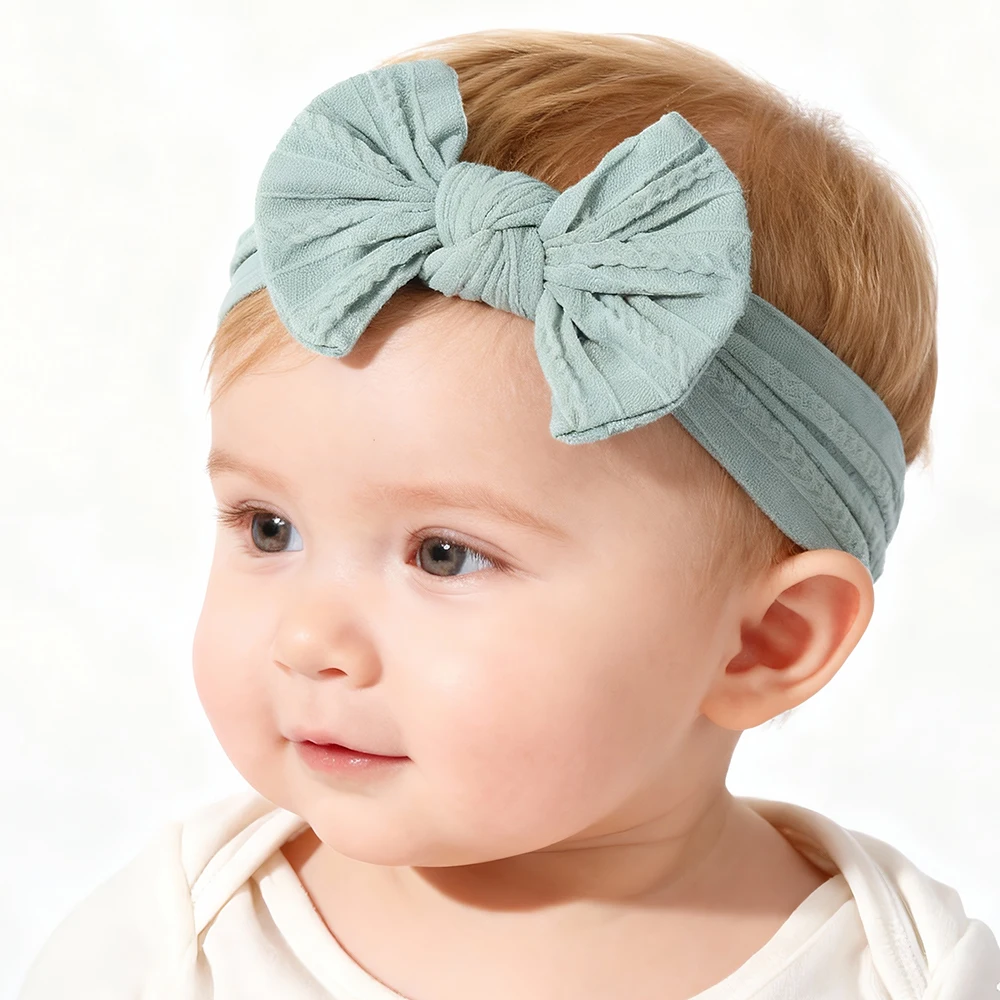 Solid Cable Bow Baby Headband for Child Nylon Layers Headwear Kids Elastic Turban Headwraps Newborn Boys Girls Hair Accessories