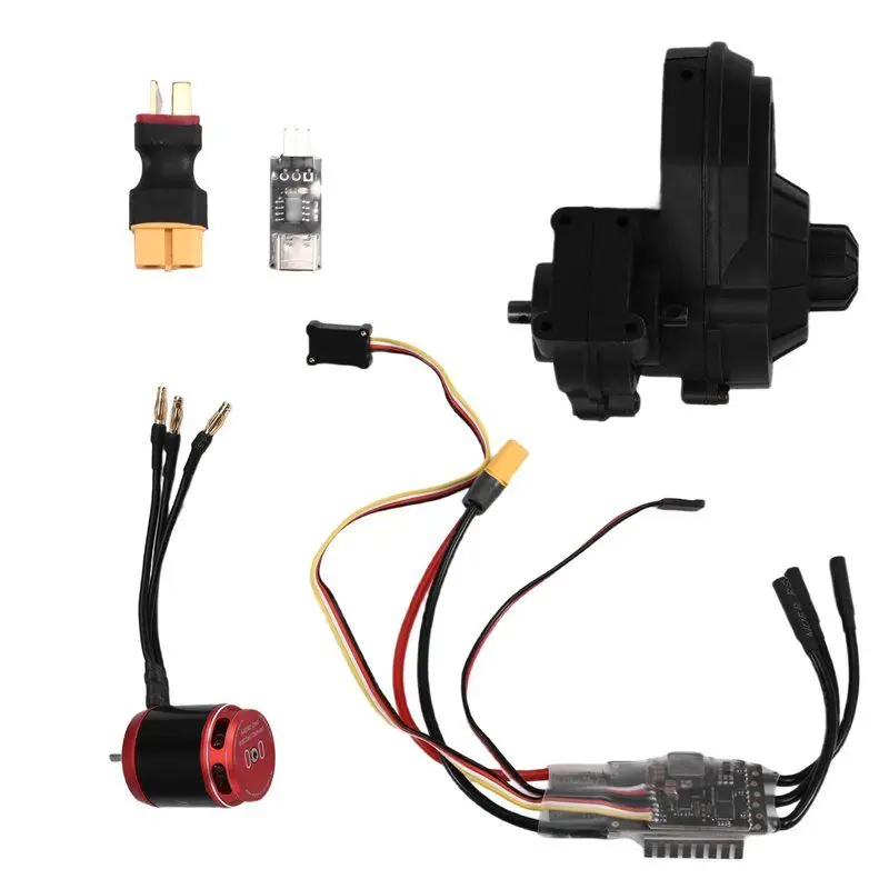 AM32 3542 Outrunner Brushless Motor With 80A ESC Black Gearbox For 1/10 For RC Crawler Car SCX10 TRX4 TRX6