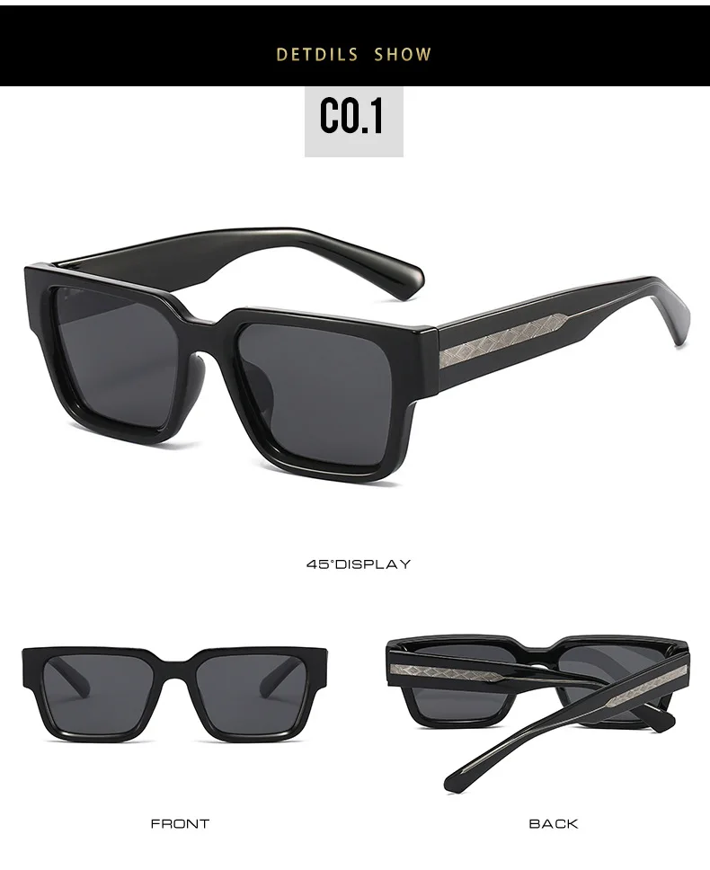 Klassische quadratische Sonnenbrille, polarisierte Sonnenbrille für Damen und Herren, zum Fahren, Angeln, Sonnenschutz, Metallkern, TAC-Linsenschirme – Detail 7