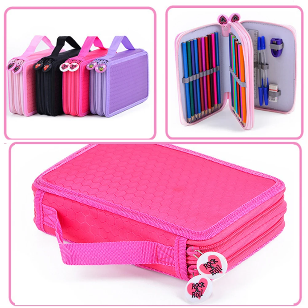 

32 Slots Pencil Case Stationery Bag Colored Pens Pencils Watercolor Travel Compact Size Student Supplies Pen Bag