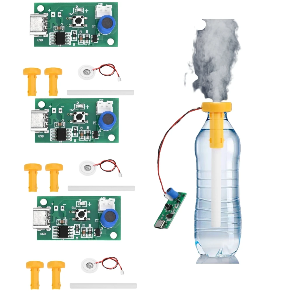 Módulo umidificador atomizador ultrassônico tipo c, 1-3 peças, acessórios de spray, kit de umidificação diy, suporte amarelo, fabricante de névoa, atomizador
