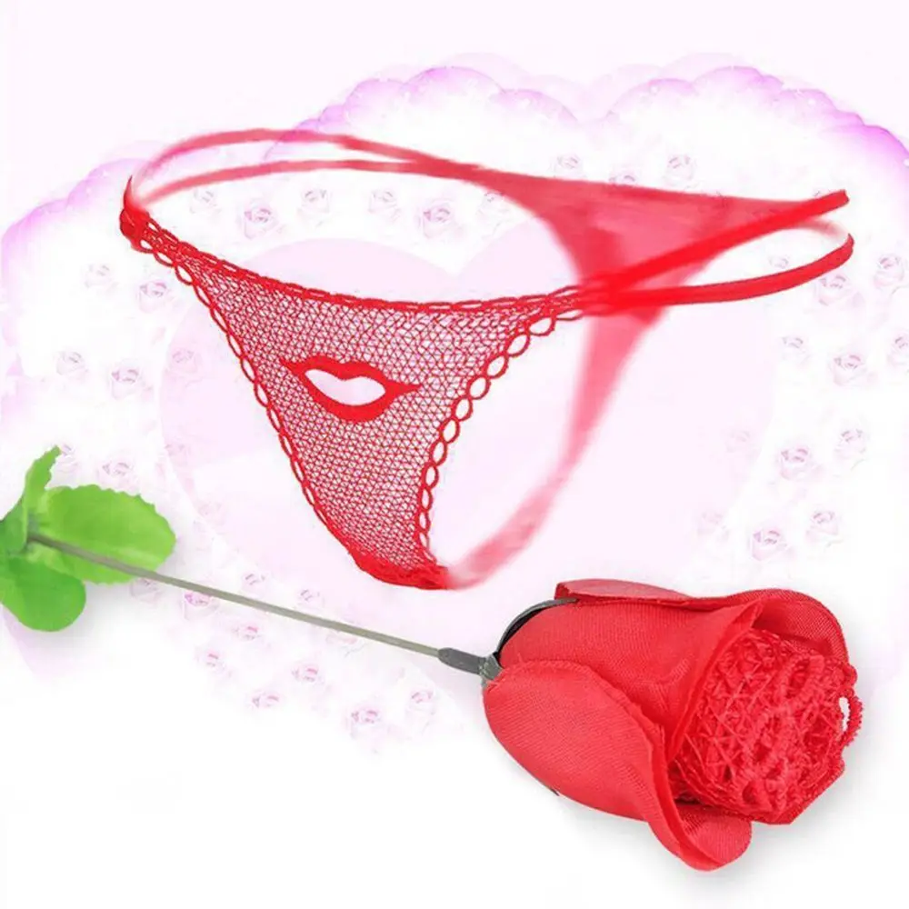 lady Sexy G String Women\'s Panties Red Calcinhas Thongs Ladies Roses Lace Lingerie Women\'s Underwear