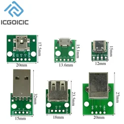 10PCS/Lot MICRO MINI5P type-c USB To Dip Female B-type Square Interface Printer Mike PCB Converter Adapter Breakout Board