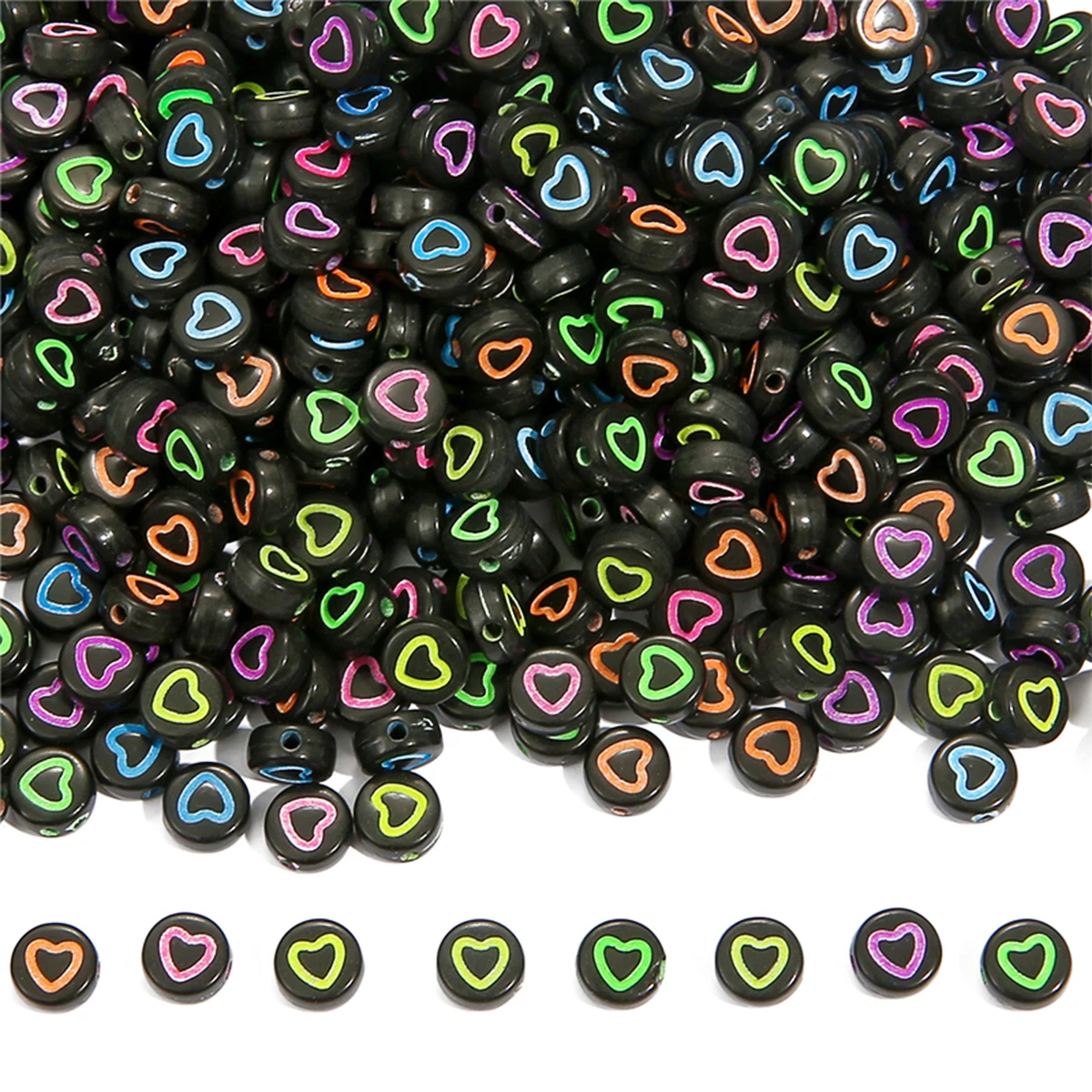 7mm Black White Mixed Letter Acrylic Beads Round Flat Alphabet Spacer Beads For Jewelry Making Handmade Diy Bracelet Necklace