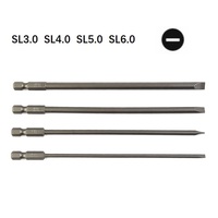 4Pcs 150mm Slotted Screwdriver Bit Set Magnetic Flat Head Screwdriver Bits 1/4in Hex Shank Screw Driver Hand Tool 3-6mm Woodwork