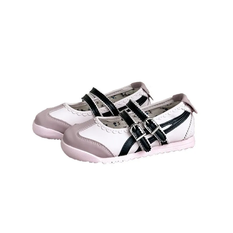 2026 Children Flat Ballet Shoes Double-buckle Mary Janes Kids Non-slip Casual Sport Shoes Sweet Lightweight Girls Single Shoe