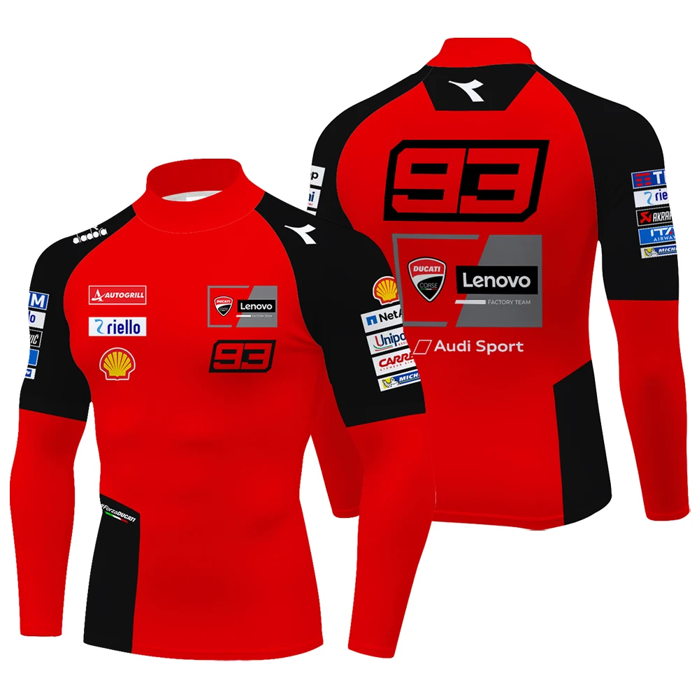 Marc Marquez 93 Men's Mock Neck Stretch Compression Shirt Base Layer Long Sleeve Quick Dry Breathable Moto Riding Gym Tops 2026