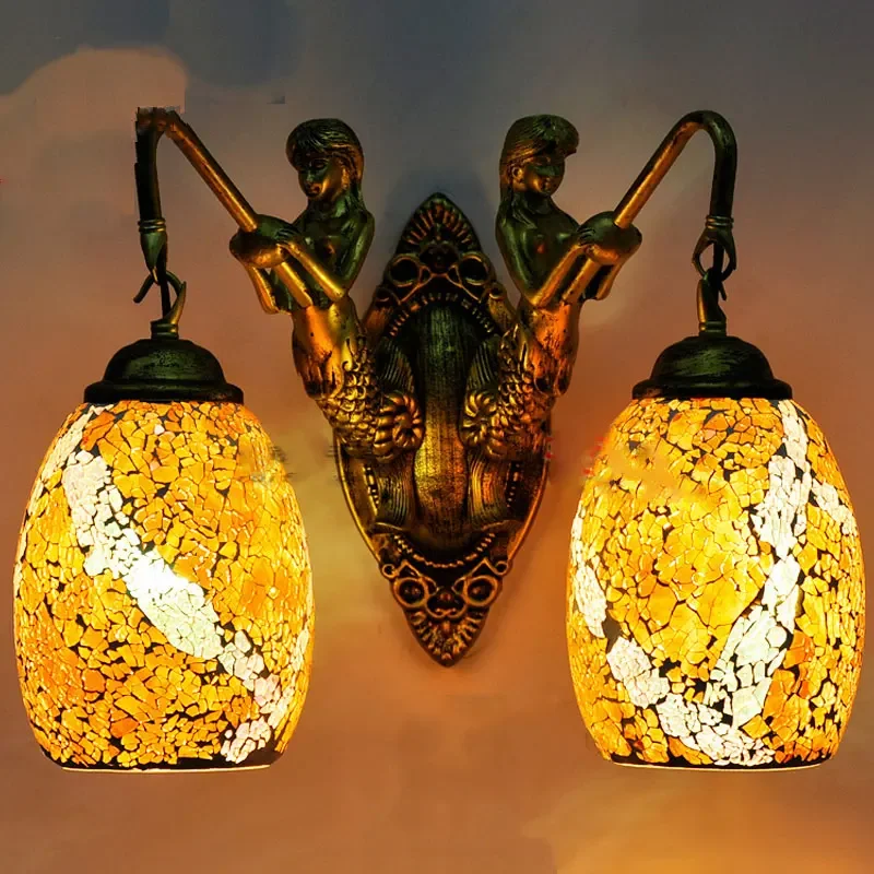 Turkey Creative Wall Lamp Handmade Resin Lampara  Mermaid Retro Home Decor for Bar Cafe Dinning Room Corridor Lightings Fixtures