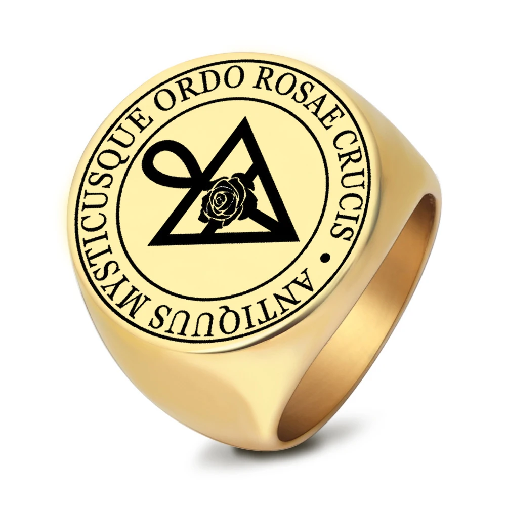 حار بيع Ordem Rosacruz AMORC Ring Ordo Rosae Crucis Antiquus Mysticusque تميمة تعويذة الليزر قطع الفولاذ المقاوم للصدأ خواتم