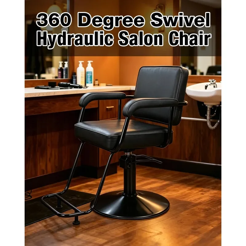 Salon Chair for Hair Stylist Hydraulic Hair Salon Chair Black - view 4