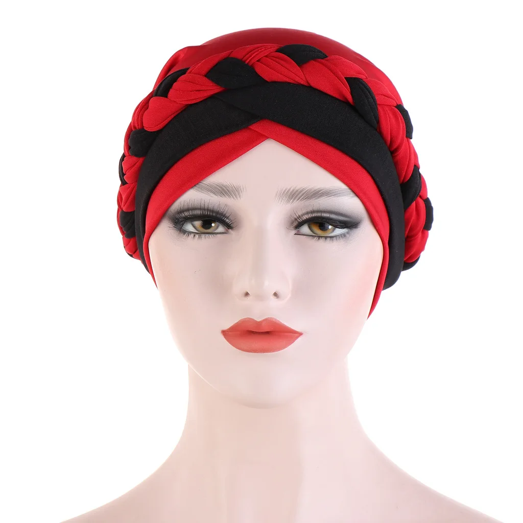 Two-color single short braid, milk silk, Muslim bag head hair, hidden hair, headscarf and hat.