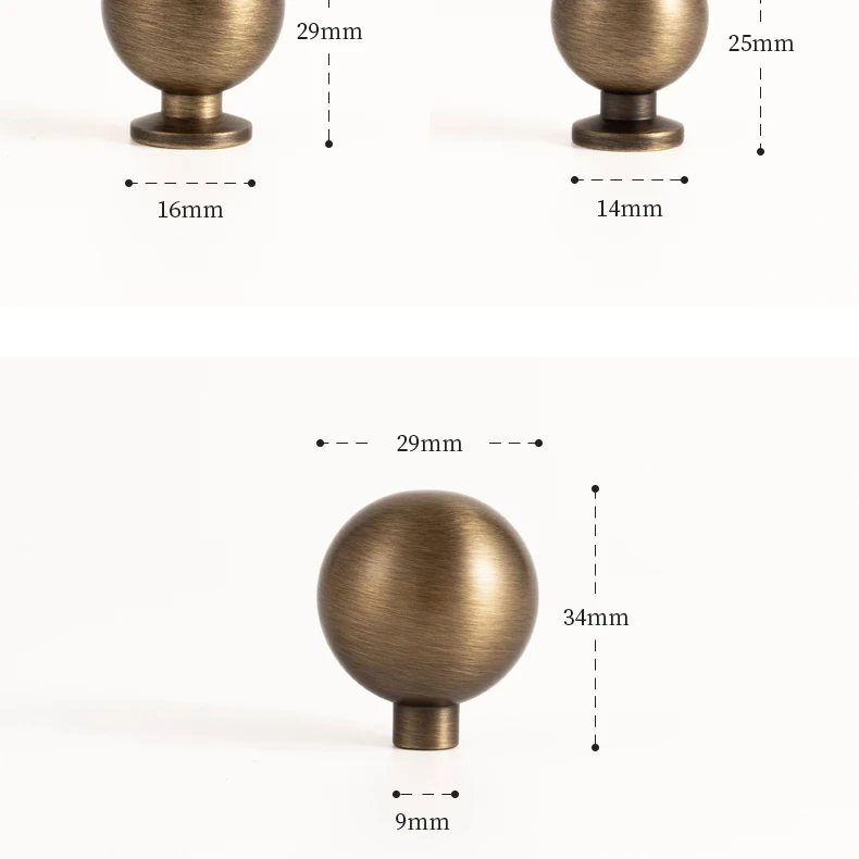 Round antique brushed brass cabinet knob — supplier illustration 22