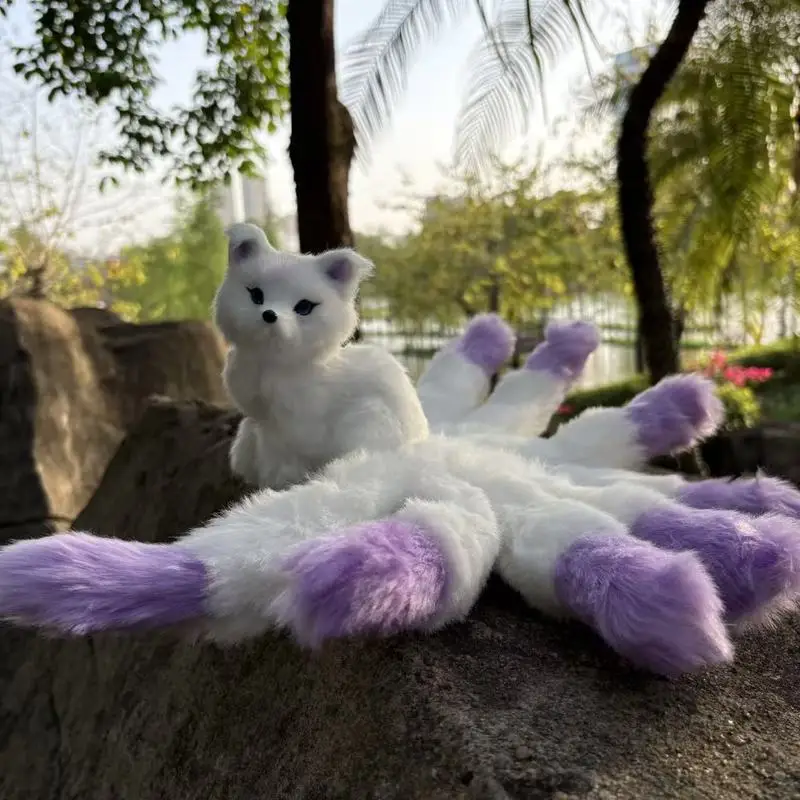 다채로운 구미호 인형 사실적인 동물 모델 귀여운 애완동물 장식 자동차 집 정원용 이상적인 선물 아이템