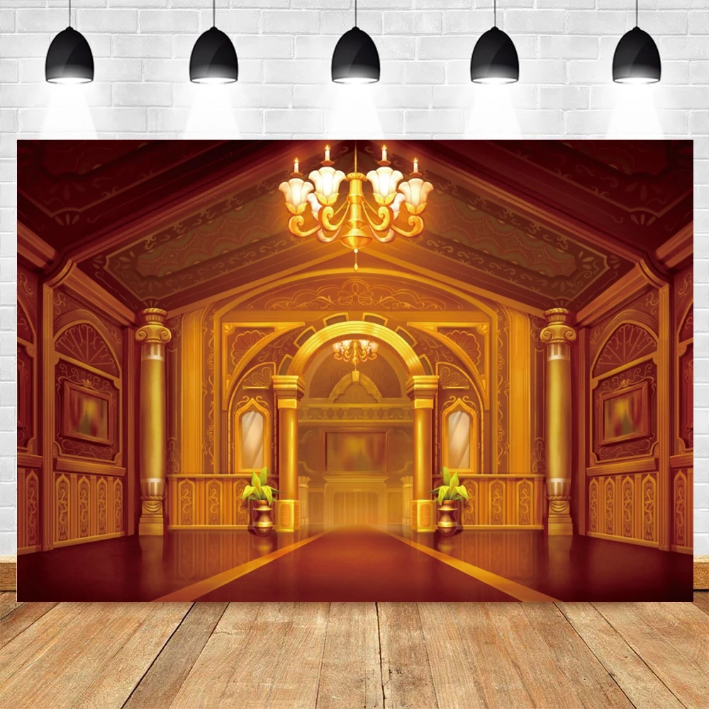 Luxury Auditorium Church Backdrop Vintage European Style Palace Baby Kids Portrait Birthday Party Wedding Photography Background