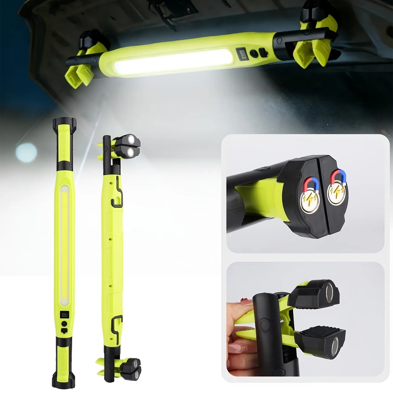 2000mAh LED Work Light Portable Magnetic Spotlight with 180° Rotating & 360° Hooks 4 Lighting Modes for Camping Emergency