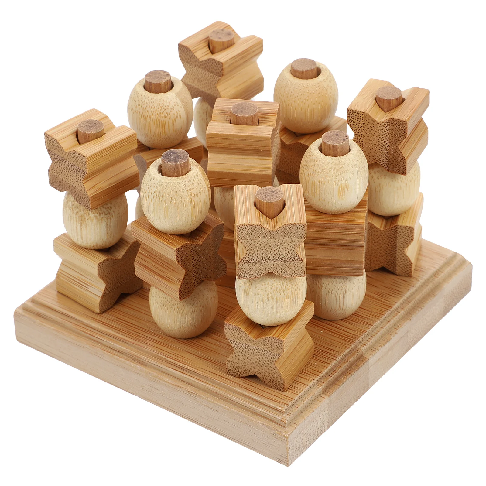 1Pcs 3D Tictactoe Educational Chess Plaything Light Brown Durable Safe Creative Training Game for Kids