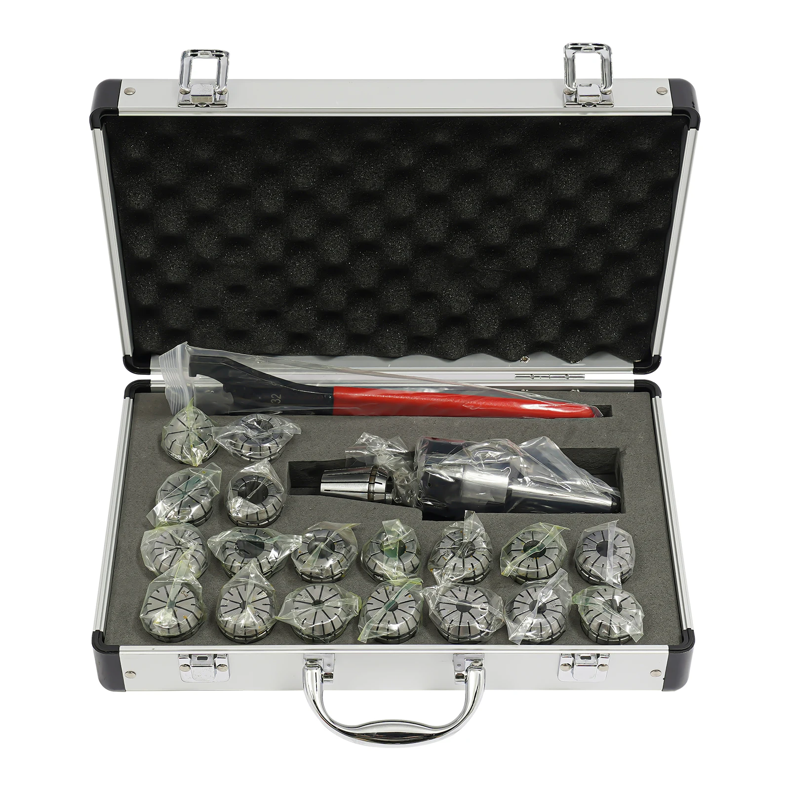 

19 шт. гаечный ключ Mtb2-Er32, набор цанговых патронов для фрезерного станка с коробкой, коробка для переноски из пружинной стали из алюминиевого сплава, точность 0,015 мм