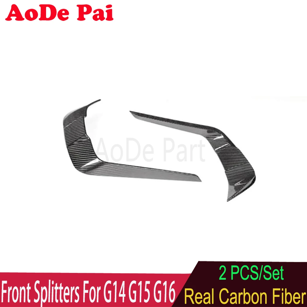 2 PCS/Set Real Carbon Fiber Front Bumper Splitters Air Canards For BMW 8 Series G14 G15 G16 M850i 2019-2025