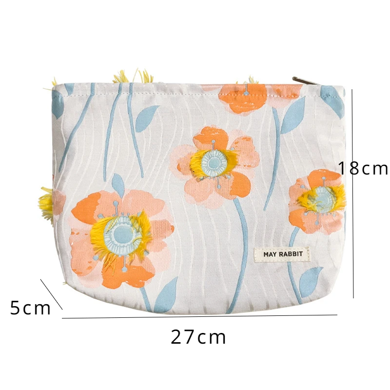 New Vintage Relief Flower High-quality Makeup Bag for Women Cosmetic Bag Large Capacity Canvas Makeup Pouch Travel Organizer