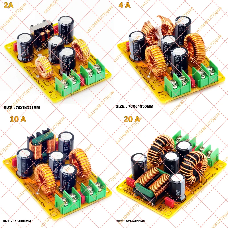 DC LC Low-Pass Power Filter, 2A-20A EMI/EMC Noise Suppressor for Car Audio & Power Supply (12V/24V)