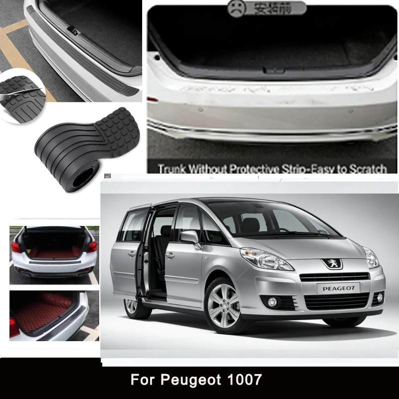 

For Peugeot 1007 Rear Trunk Guard Plate Sticker Car Rear Bumper Trim Anti-Kicked Scratch Protector Sticker Strip