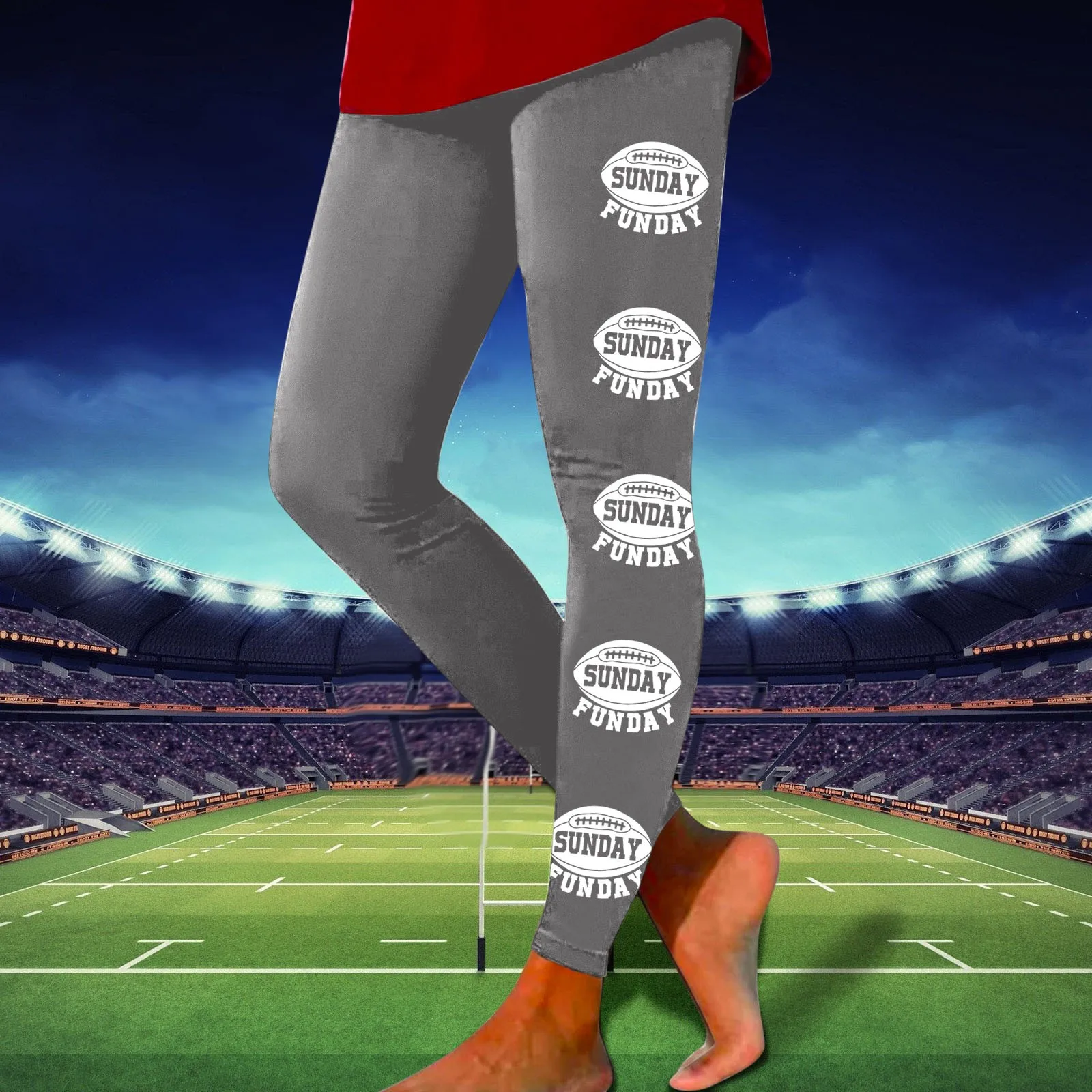 Women Football Print Leggings Trousers Fitness Tight Trousers Fashion Casual Sportswear Push-Up Long Leggings Femme Pants