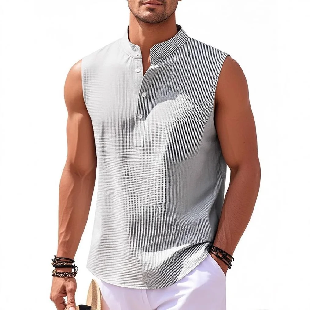 

Men's Semi Open Sleeveless Base Shirt Outdoor Vest Comfortable Breathable Short Sleeve Color Fashionable Inner Wear
