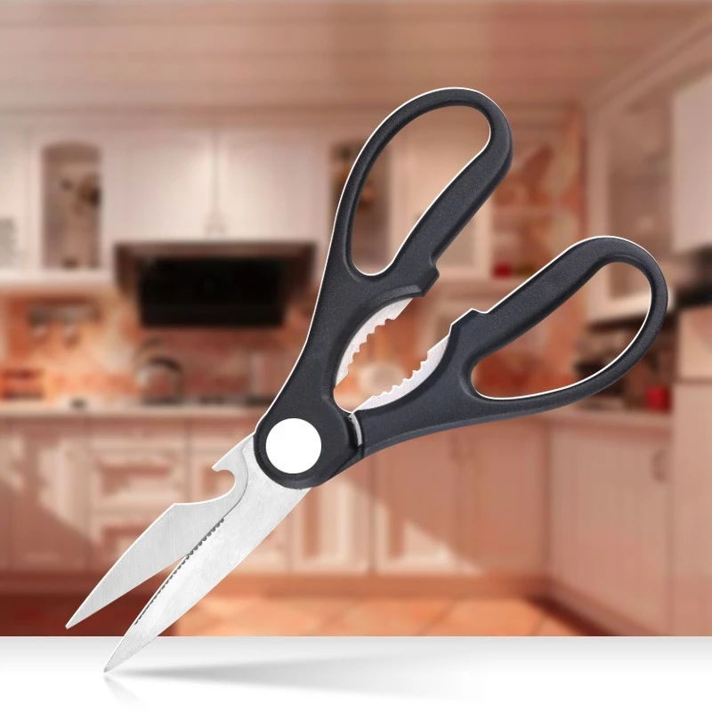 

Spot Multifunctional Kitchen Scissors Stainless Steel Strong Chicken Bone Scissors Plastic Handle Household Kitchen Scissors