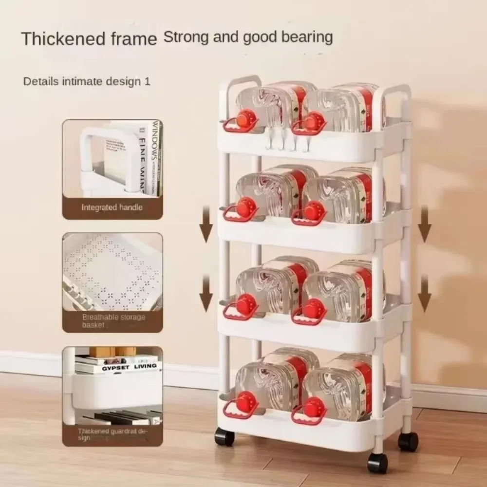 2025 Mobile Storage Rack Multi-layer Floor-standing Trolley Portable Gap Shelves Snack Organizer Racks for Bedroom Living Room